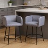 HomeRoots Set of Two 27" Gray and Black Fabric and Steel Counter Height Bar Chairs - 2 of 4