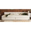 TIRAMISUBEST Full/Queen Size Upholstered Platform Bed with USB Ports and 2 Drawers, Modern L-Shaped Daybed Sofa Bed Frame with Button Tufted Design - 4 of 4
