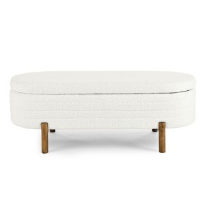 FONTOI Oval Storage Ottoman, Ottoman Foot Stools, Storage Bench for Living Room Bedroom, Beige, 17.72"*16.34"*46.06" - 1 of 4