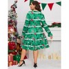 Christmas Plus Size Women's Casual Long Sleeve Dress Vintage 1950's Party Cocktail Dress - 2 of 4
