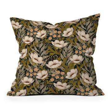 16"x16" Avenie Floral Meadow Spring Square Throw Pillow Green - Deny Designs