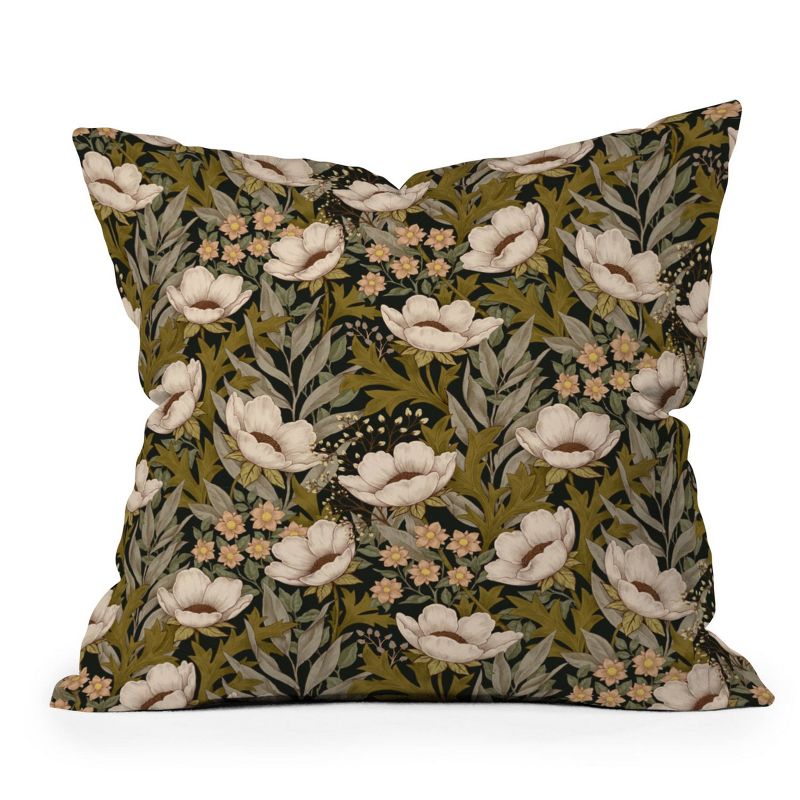 16&#34;x16&#34; Avenie Floral Meadow Spring Square Throw Pillow Green - Deny Designs, 1 of 6