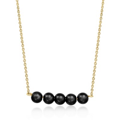 Ross-Simons 4-4.5mm Onyx Bead Necklace in 14kt Yellow Gold Size 16