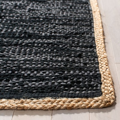 Hand-Knotted Black and Natural Wool Area Rug, 4' x 6'