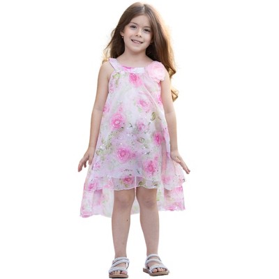 Blush Bloom Floral Chiffon Hi-Lo Dress Mia Belle Girls