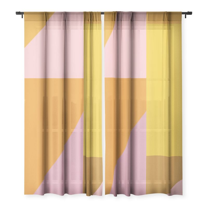 June Journal Shapes in Vintage Modern Pink Single Panel Sheer Window Curtain - Deny Designs, 3 of 7