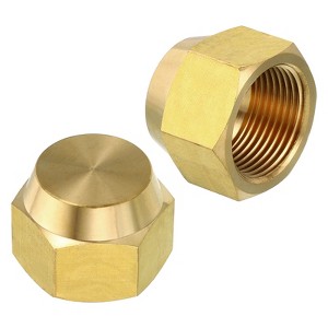 Unique Bargains Brass HVAC Leak Prevention 45 Degree SAE Flare Tube Fitting Hex Seal Cap - 1 of 4