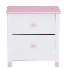 TIRAMISUBEST Kids Wooden Nightstand - 2-Drawer End Table for Bedroom, White & Pink, Sturdy Toddler-Friendly Design - 1 of 4