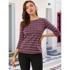Allegra K Women's Work Office 3/4 Sleeve Boat Neck Houndstooth Printed Blouse - 3 of 4
