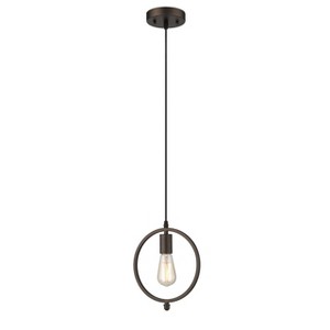 Chloe Lighting Ironclad Industrial 1 Light Rubbed Bronze Mini Ceiling Pendant 9" Wide - 1 of 3