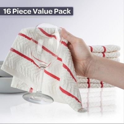 Lavish Home 16-Pack Red and White Cotton Dish Cloths