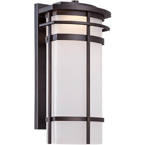 Possini Euro Design Theola Modern Outdoor Wall Light Fixture Bronze LED 16 1/4" Etched Glass Shade for Post Exterior Barn Deck House Porch Yard Patio - 1 of 4