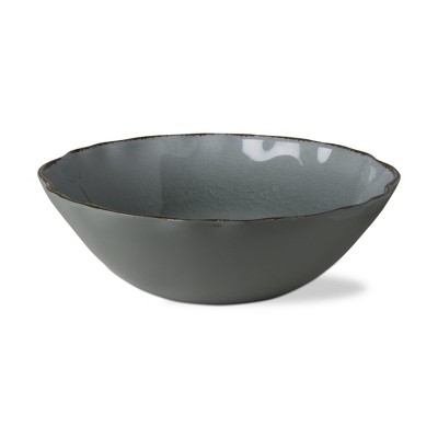 tagltd 11.8"x11.8" Veranda Cracked Glazed Solid Wavy Edge Melamine Serveware Bowl Dishwasher Safe Indoor Outdoor Slate Blue