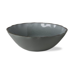 tagltd 11.8"x11.8" Veranda Cracked Glazed Solid Wavy Edge Melamine Serveware Bowl Dishwasher Safe Indoor Outdoor Slate Blue - 1 of 2