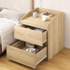 Light/Pastel Brown Nightstand with Drawers Bedside Table White End Table Modern Bed Side Table 2 Drawers Night Stand Drom Side Table Curved with Han - 2 of 4