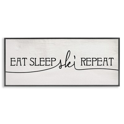 Stupell Industries Eat Sleep Ski Repeat Phrase, 30" x 13"