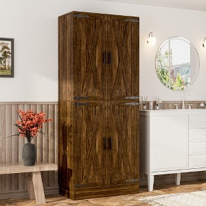 Besiost Freestanding Kitchen Pantry Cabinet with 4 Doors, 71" Large Storage Cupboard with Drawer and Shelves - 1 of 4