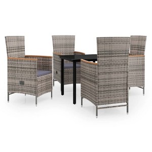 vidaXL Patio Dining Set Outdoor Dining Set Table and Chair Set for Garden - Gray and Brown, 5 Piece, 31.5" Table with Cushions - 1 of 4