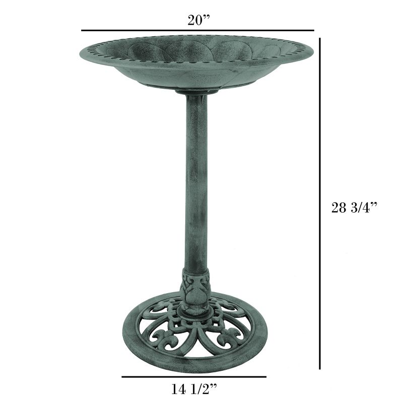 Nature Spring Outdoor Antique Bird Bath - Weather-Resistant Polyresin Basin for Yard and Patio Decor, 4 of 7