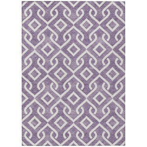 Purple And Ivory Geometric Washable Indoor Outdoor Area Rug - 1 of 4