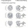 Sterling Silver Stud Earrings for Women Girls Cubic Zirconia Halo Round Heart Square Diamond Large Silver Stud Set - 3 of 4