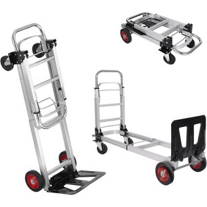 Clearance, 3 in 1 Aluminum Folding Hand Truck, Heavy Duty Convertible Dolly Cart, Collapsible, Rubber Wheels - 1 of 4