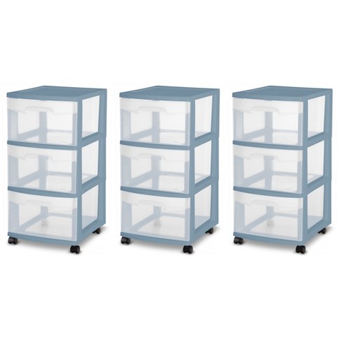 Sterilite Home 3 Drawer Wide Storage Cart Portable Container W/casters :  Target