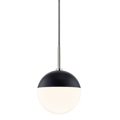Mitzi Renee 1 - Light Pendant in  Polished Nickel/Black Opal Glossy Glass Shade  Shade