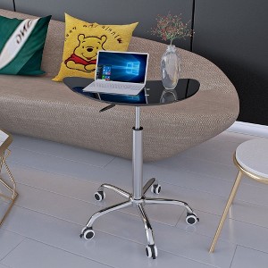 VYNXARIA Adjustable Height Transparent Tempered Glass Table Desk Table with Lockable Wheels - 1 of 4