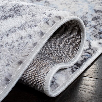 Amelia Ivory and Gray Abstract Synthetic Runner Rug