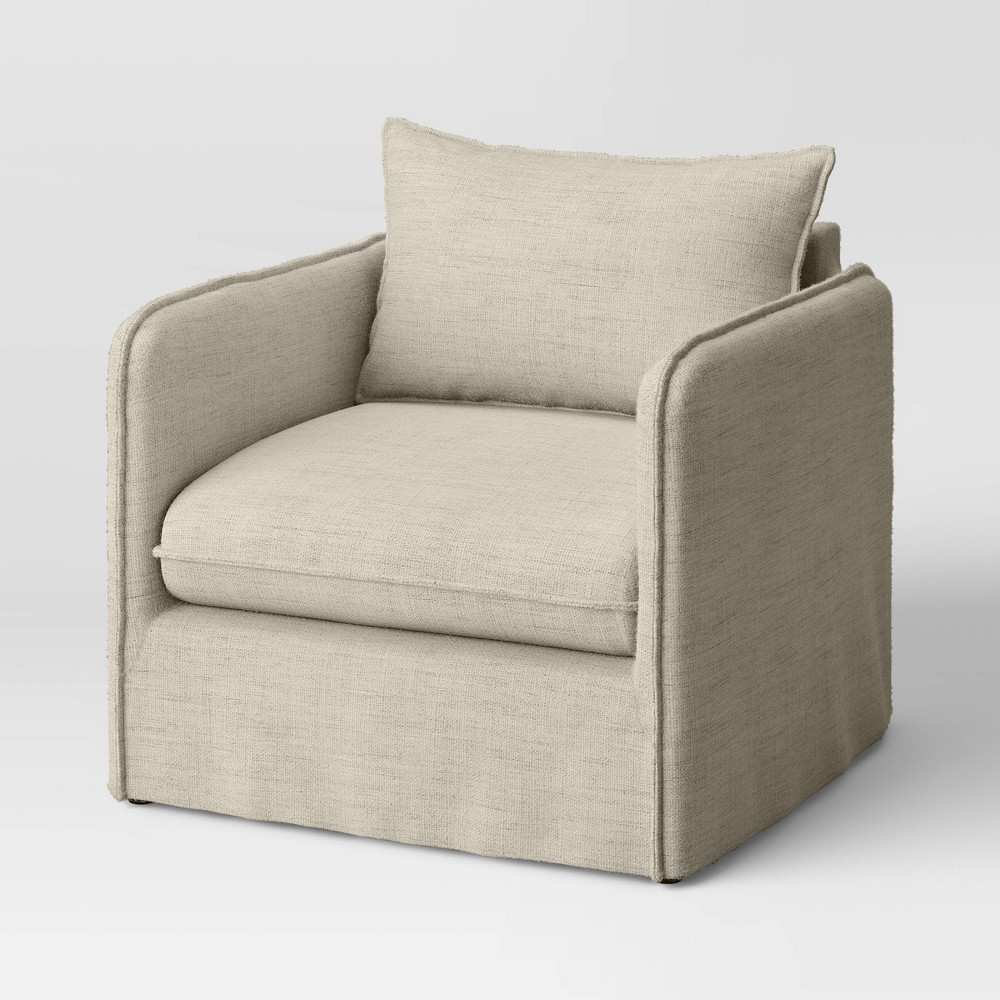 Photos - Chair Berea Slouchy Lounge  with French Seams Textured Mushroom - Threshold