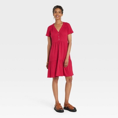 Women's Flutter Short Sleeve Knit A-Line Dress - Knox Rose™