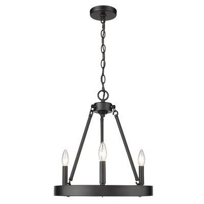 Alastair 16" Matte Black Steel 3-Light Chandelier