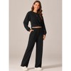 Seta T Women's Two Piece Outfits Front Cropped Sweatshirt and Wide Leg Sweatpant Tracksuit Lounge Set - 2 of 4