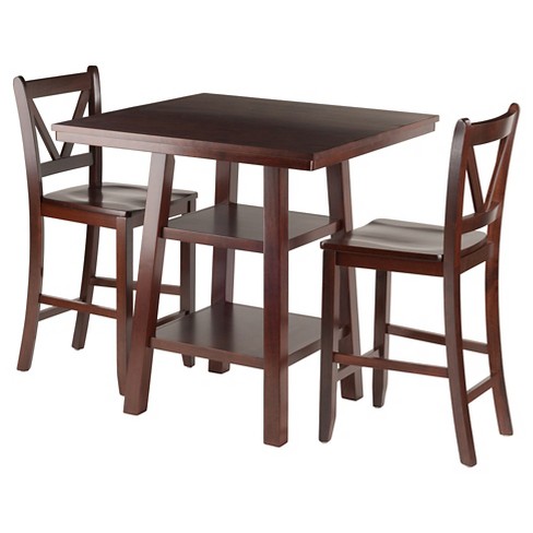 3pc Orlando 2 Shelves Counter Height Dining Set Wood/Walnut - Winsome - image 1 of 4
