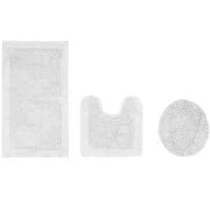 Edge Bath Rug 100% Premium Cotton Ultra-Soft Water Absorbent Tufted Solid Reversible 3 Piece Bathroom Rug Set for Machine Washable Bathmat - 1 of 4