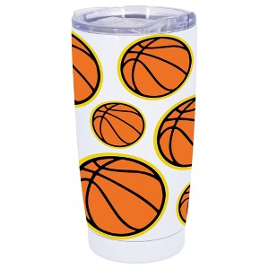 100 North 20 Ounce Stainless Steel On the Go Travel Tumbler With Push Top Lid, Basketball White - 1 of 4