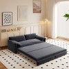 Queen Size Velvet Pull Out Sofa Bed, 3-in-1 Convertible Sleeper Bed with Side Storage, Cutton Filling Loveseat Bed with Iron Frame-Baofuwish - 3 of 4