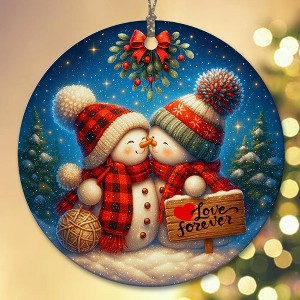 2025 Christmas Ornament – Snowman Couple Art Ornament, Romantic Holiday Tree Decoration - 1 of 4