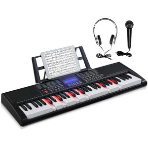 GLARRY 61-Key Portable Electronic Piano Keyboard for Beginner w/Lighted Keys, LCD Screen, Microphone, Headphones, 3 Teaching Modes, Built-In Speakers - 1 of 4