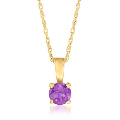 Pure Collection by Ross-Simons 0.21 Carat Amethyst Pendant Necklace in 14kt Yellow Gold
