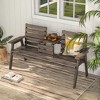 Tangkula Outdoor Fir Wood Bench w/ Foldable Middle Table w/ Backrest & Armrests - 4 of 4