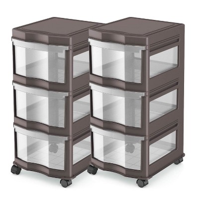 Life Story Classic 3 Shelf Storage Organizer Plastic Drawers, Gray (2 Pack)