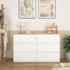 Okak Fluted Storage Cabinet Dresser with LED,Wood Clothes Organizer,Double Chest of 6 Drawers for Bedroom/Hallway/Living Room,Easy Assembly - 2 of 4