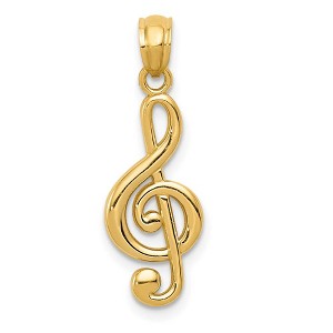 Black Bow Jewelry 14k Yellow Gold Polished Treble Clef Pendant, 9 x 25mm (3/8 x 1 inch) - 1 of 4