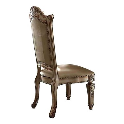 Set of 2 26" Vendome Dining Chairs Bone White/Gold Patina - Acme Furniture: Carved, Nailhead, Upholstered
