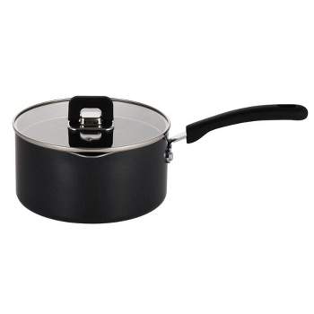 HexClad Nonstick 2 Quart Hybrid Pot Saucepan with Glass Lid, Black