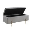 Simple Relax Velvet Storage Bench with Metal Legs in Gray - 3 of 4