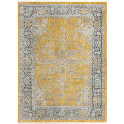 Santiago Vibrant Yellow 9' x 12' Easy-Care Synthetic Area Rug