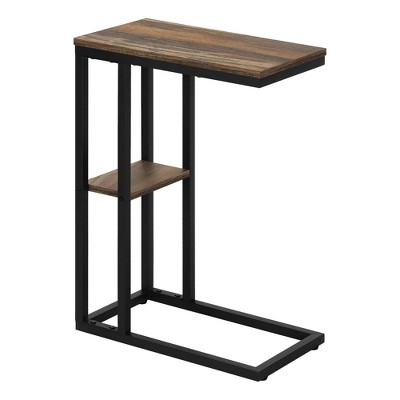 Monarch Specialties Accent Table C-Shaped End Side Snack Living Room Bedroom Metal Laminate Brown Black Contemporary Modern